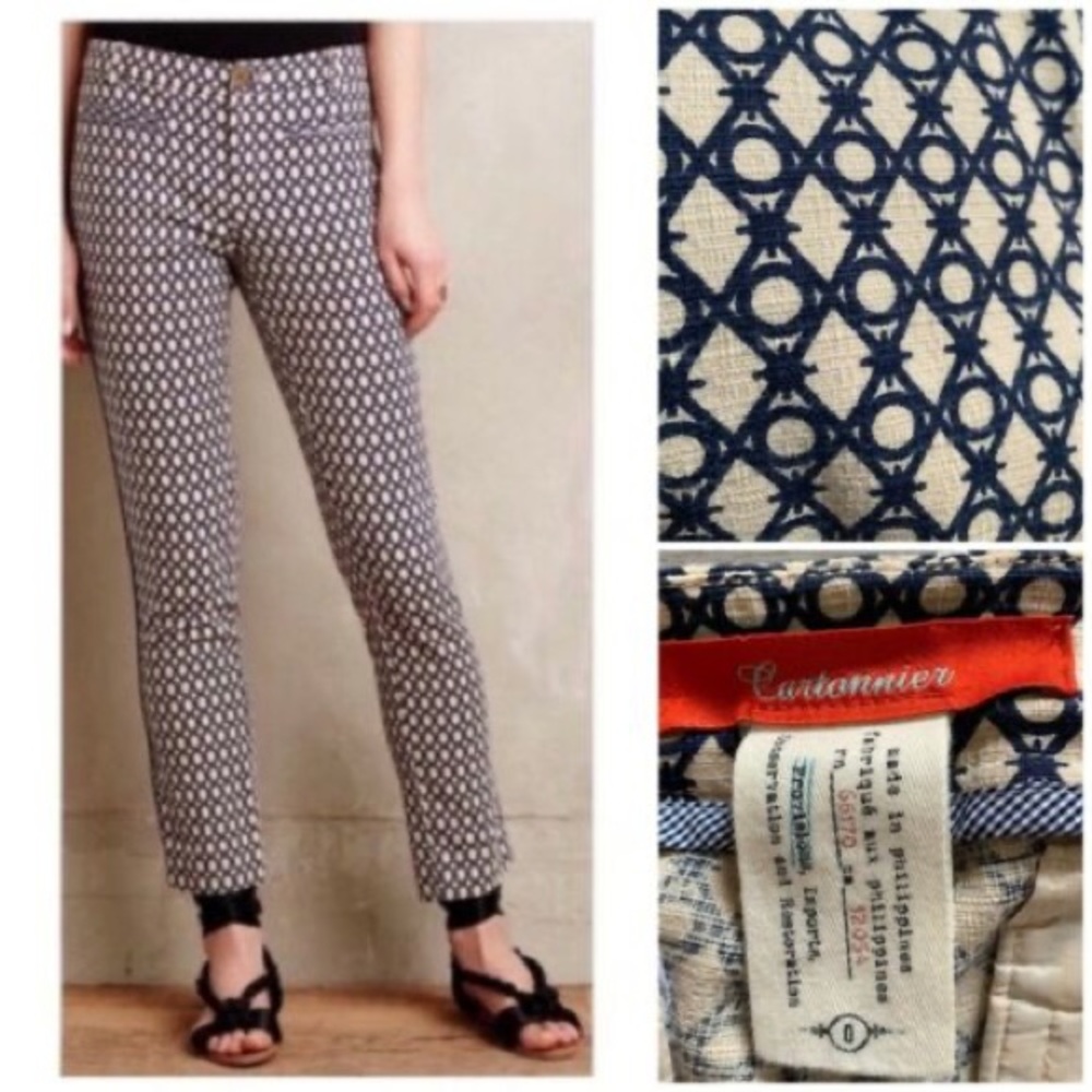 Cartonnier for Anthropologie diamond circle ankle pants